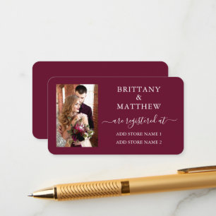 Moderne Kalligrafie Foto-Hochzeitsregister Burgund Begleitkarte