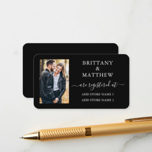 Moderne Kalligrafie Foto-Hochzeitsregister Schwarz Begleitkarte