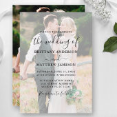 Moderne Kalligrafie-Foto-Overlay-Hochzeit Einladung