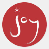 Moderne Kalligrafie-Freude am Red Chic Urlaub Runder Aufkleber (Vorderseite)