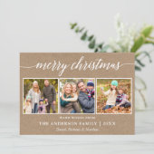 Moderne Kalligrafie Frohe Weihnachten 3 Foto Kraft (Stehend Vorderseite)