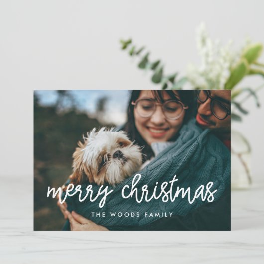 Moderne Kalligrafie Frohe Weihnachten Foto (Stehend Vorderseite)