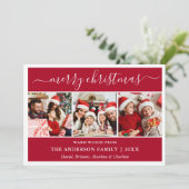 Moderne Kalligrafie Frohe Weihnachten Rot 3 Foto (Stehend Vorderseite)