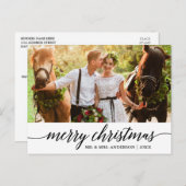 Moderne Kalligrafie Frohe Weihnachtsfeier Foto Postkarte (Vorne/Hinten)