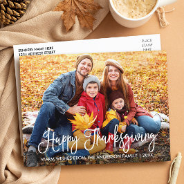 Moderne Kalligrafie glücklich Thanksgiving Familie Postkarte