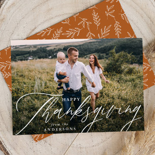 Moderne Kalligrafie glücklich Thanksgiving-Foto Feiertagskarte