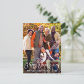 Moderne Kalligrafie glücklich Thanksgiving-Foto Postkarte (Stehend Vorderseite)