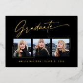 Moderne Kalligrafie Gold-Tinte-Script-Grad-Foto-Ka Folieneinladung (Vorderseite)