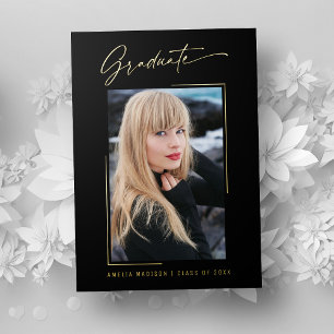 Moderne Kalligrafie Gold-Tinte-Script-Grad-Foto-Ka Folieneinladung