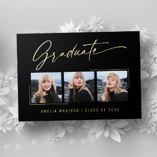 Moderne Kalligrafie Gold-Tinte-Script-Grad-Foto-Ka Folieneinladung