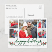 Moderne Kalligrafie Grün glückliche Ferien 5 Foto Postkarte (Vorne/Hinten)