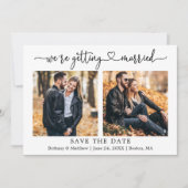 Moderne Kalligrafie Herz 2 Foto Heirat Save The Date (Vorderseite)