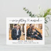 Moderne Kalligrafie Herz 2 Foto Heirat Save The Date (Stehend Vorderseite)