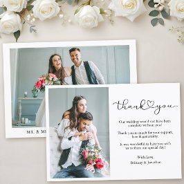 Moderne Kalligrafie - Herz-Schrift 2 Foto Hochzeit Dankeskarte