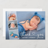 Moderne Kalligrafie Herzkinder 4 FotoCollage Dankeskarte (Vorne/Hinten)