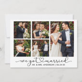 Moderne Kalligrafie Herzschrift 5 Fotos Hochzeit Ankündigung (Vorderseite)