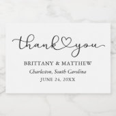 Moderne Kalligrafie Herzschrift Hochzeit White Min Schaumweinetikett (Einzelnes Label)