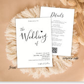 Moderne Kalligrafie Herzschrift QR Code Hochzeit Einladung