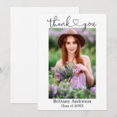 Moderne Kalligrafie Herzstück Foto Abschluss Dankeskarte (Vorne/Hinten)