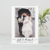 Moderne Kalligrafie Herzstück Foto nur verheiratet Ankündigung (Stehend Vorderseite)