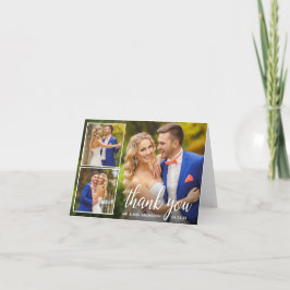 Moderne Kalligrafie Hochzeit 3 Foto Collage Note Dankeskarte