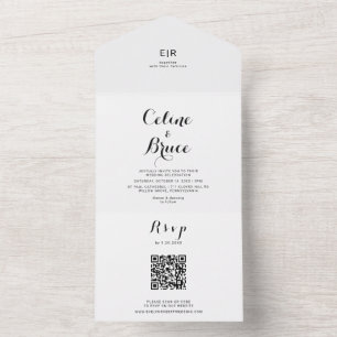 Moderne Kalligrafie-Hochzeit   All In One Einladung