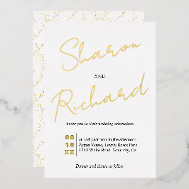 Moderne Kalligrafie-Hochzeit in Gold Folieneinladung