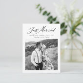 Moderne Kalligrafie Hochzeit "Just Married" Flitte (Stehend Vorderseite)