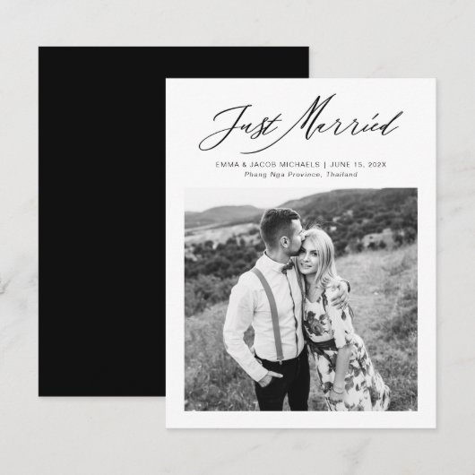 Moderne Kalligrafie Hochzeit "Just Married" Flitte (Vorne/Hinten)
