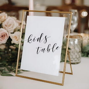 Moderne Kalligrafie Hochzeit Kinder Tischschild Poster