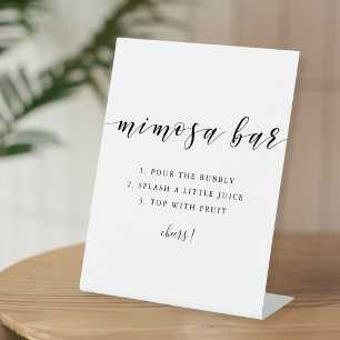 Moderne Kalligrafie-Hochzeit Mimosa-Bar Sockelschild