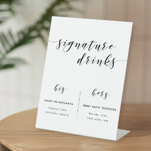 Moderne Kalligrafie Hochzeit Signature Drinks Sockelschild