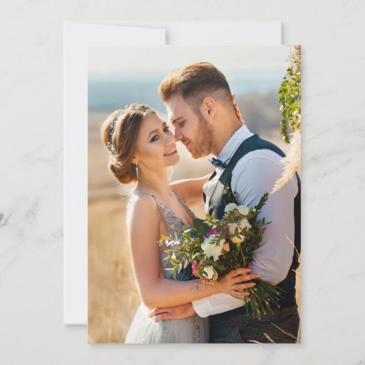 Moderne Kalligrafie Hochzeitlicht Kraft Foto Einladung (Rückseite)