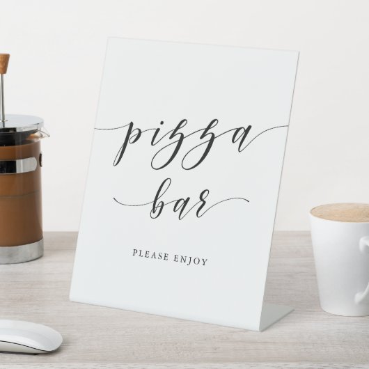 Moderne Kalligrafie Hochzeitpizza-Bar Sockelschild (In SItu)