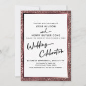 Moderne Kalligrafie Hochzeitsfeier Rose Gold Einladung (Vorderseite)