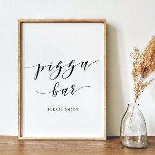 Moderne Kalligrafie-Hochzeitspizza-Bar-Schild Poster