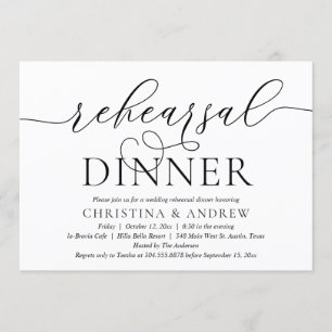 Moderne Kalligrafie, Hochzeitsprobe-Dinner Einladung