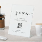 Moderne Kalligrafie Hochzeitsprogramm QR-Code Sockelschild (In SItu)