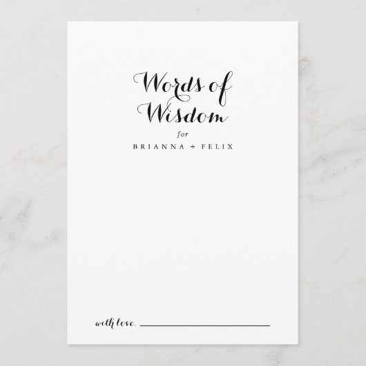 Moderne Kalligrafie Hochzeitssätze der Weisheit Hinweiskarte (Vorderseite)