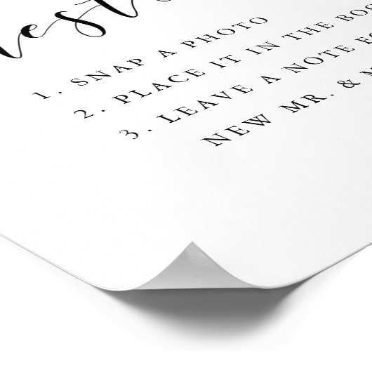 Moderne Kalligrafie Hochzeitsszenario Foto Gästebu Poster (Ecke)