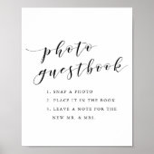 Moderne Kalligrafie Hochzeitsszenario Foto Gästebu Poster (Vorne)