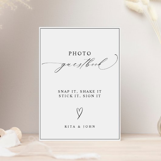 Moderne Kalligrafie Hochzeitsszenario Foto Gästebu Poster