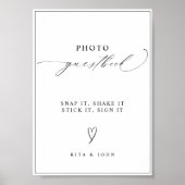 Moderne Kalligrafie Hochzeitsszenario Foto Gästebu Poster (Vorne)