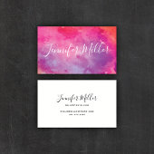 Moderne Kalligrafie Hot Pink Wasserfarbe | Unterne Visitenkarte