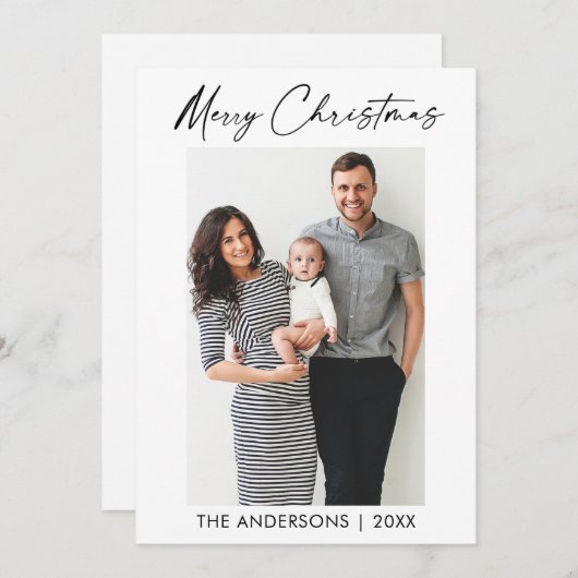 Moderne Kalligrafie-Ink-Script-Foto Weihnachten (Vorne/Hinten)