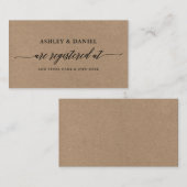Moderne Kalligrafie Kraft Wedding Registry Begleitkarte (Vorne/Hinten)