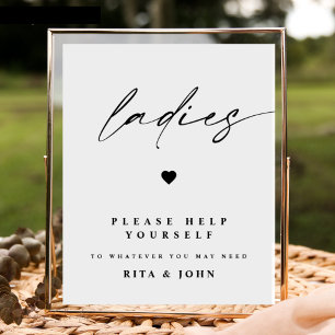 Moderne Kalligrafie Ladys Badezimmer Hochzeitszeic Poster