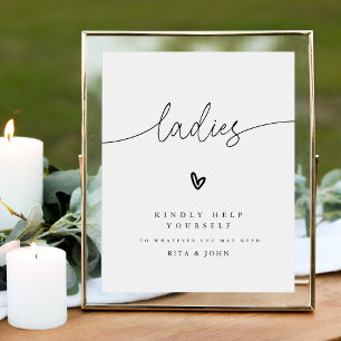 Moderne Kalligrafie Ladys Badezimmer Hochzeitszeic Sockelschild