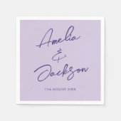 Moderne Kalligrafie Lila Lilac Wedding Serviette (Vorderseite)