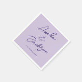 Moderne Kalligrafie Lila Lilac Wedding Serviette (Ecke)